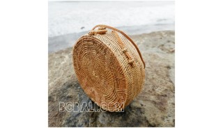 star circle disc women bag ata grass rattan flower strap bali handmade